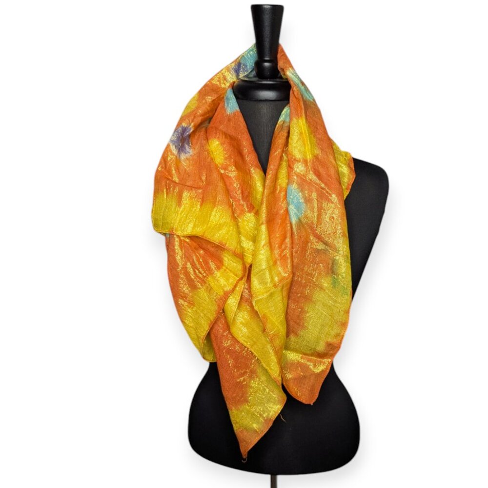 Elegant Collections Yellow/Orange Brightly Colored Square Scarf 32" x 32"
